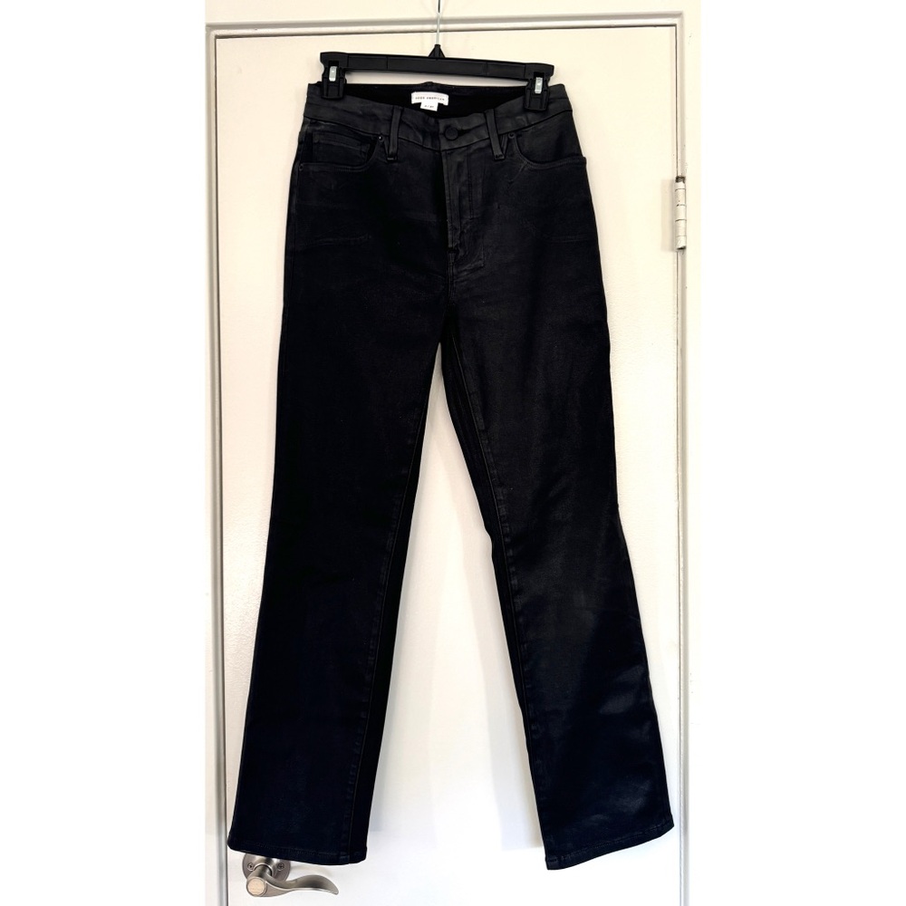 Good American Black Wax Straight Jeans